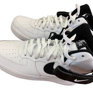 White and Black High top Airforce One
